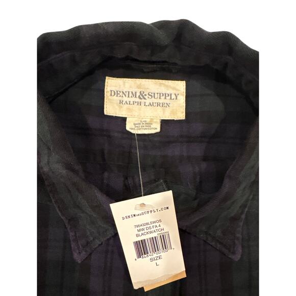 Denim & Supply Ralph Lauren Shirt Mens Large Purple Blackwatch Plaid Button Up - Picture 5 of 9